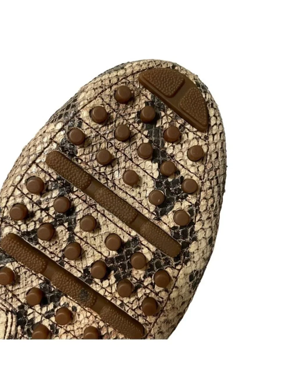 Cole Haan Garnet Snakeprint Loafers Brown Black Leather Mocs Tassel Size 7.5